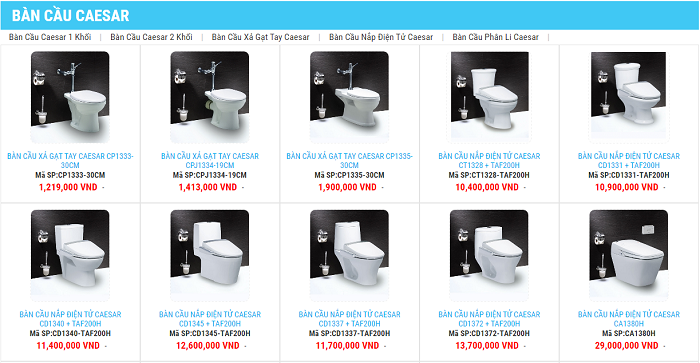 Các loại bồn cầu Caesar đẹp giá tốt