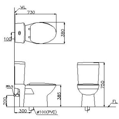 Bồn cầu 2 khối Caesar CD1340