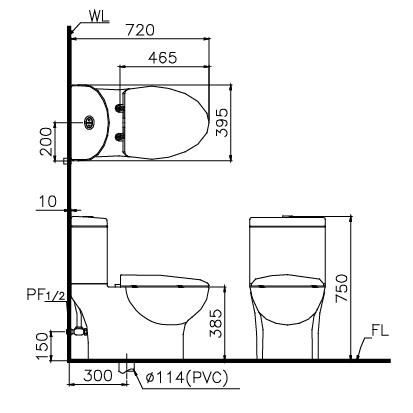 Bồn cầu Caesar 2 khối CD1349