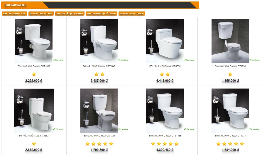 Các loại bồn cầu Caesar đẹp giá tốt