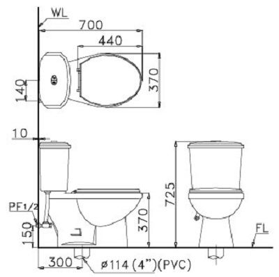 Bồn cầu 2 khối Caesar CD1338