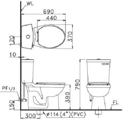 Bồn cầu 2 khối Caesar CT1325