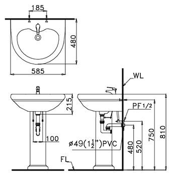 Chậu rửa Caesar L2230 chân dài