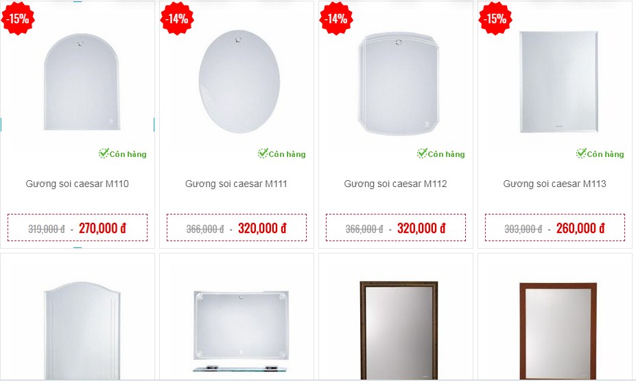 Một số loại gương soi caesar chính hãng giá rẻ
