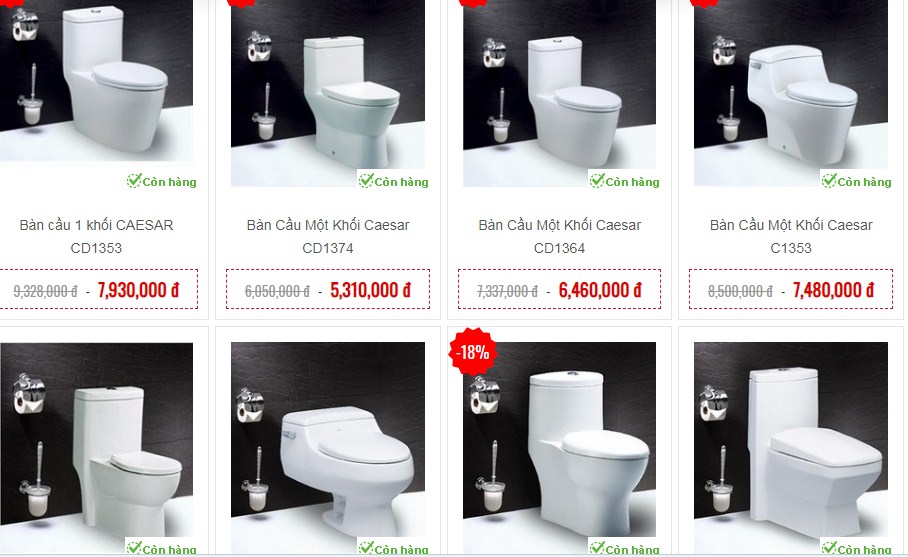 Thiết bị vệ sinh bồn cầu caesar cao cấp